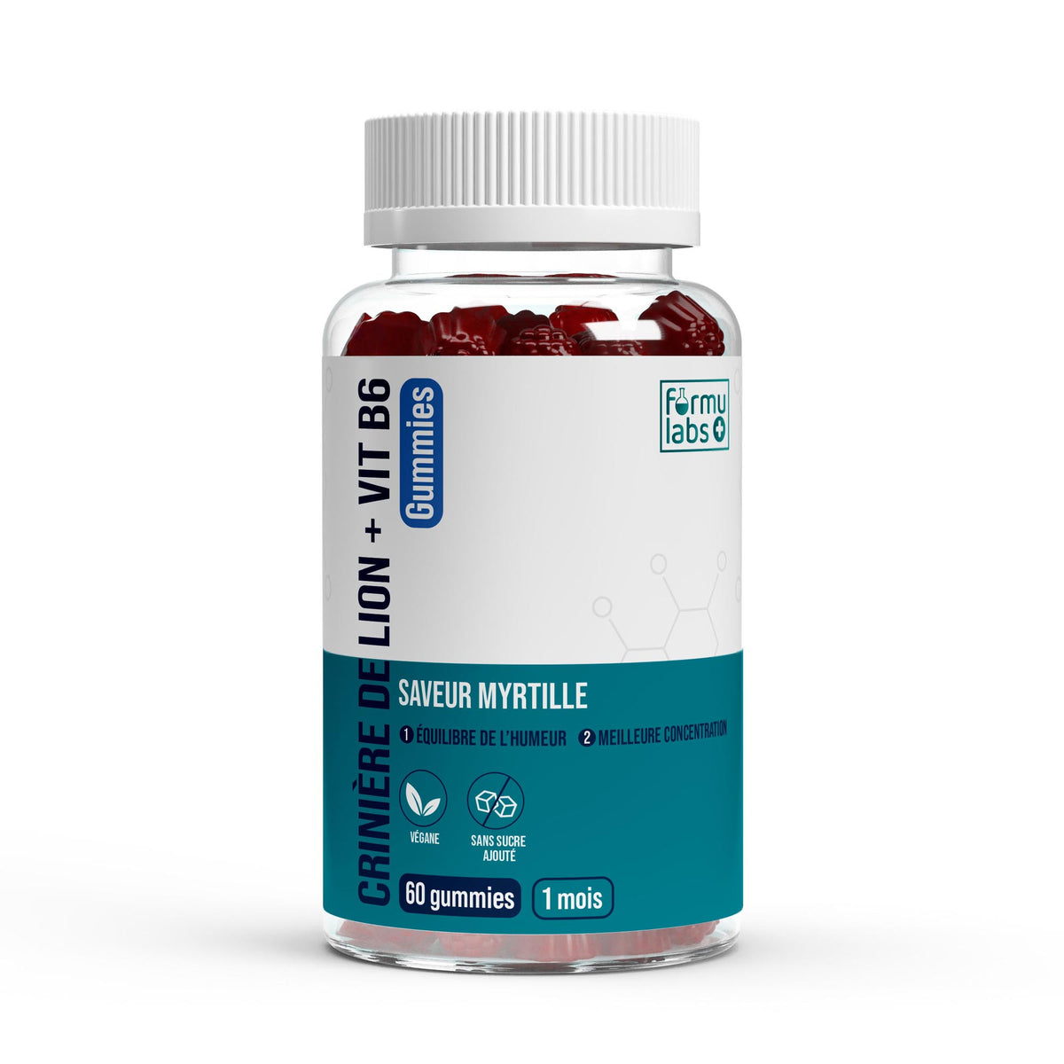 FormuLabs Lion's Mane + Vitamin B6 gummies bottle, 60 count
