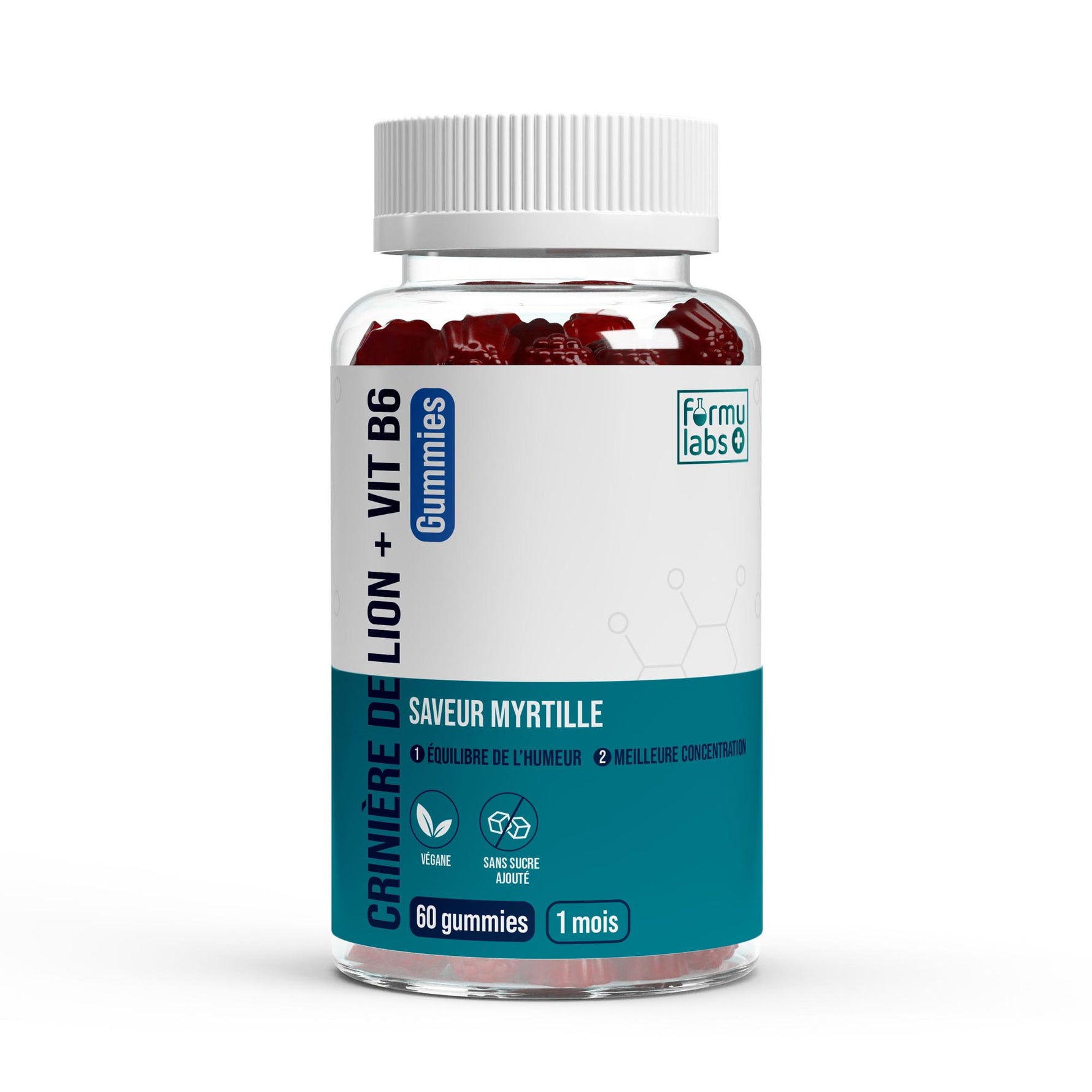 FormuLabs Lion's Mane + Vitamin B6 gummies bottle, 60 count