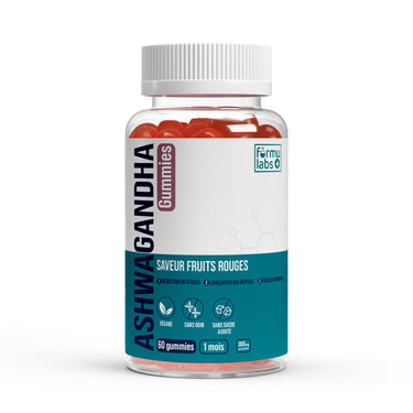 FormuLabs Ashwagandha + Vitamin B6 mixed berries gummies bottle, 60 count
