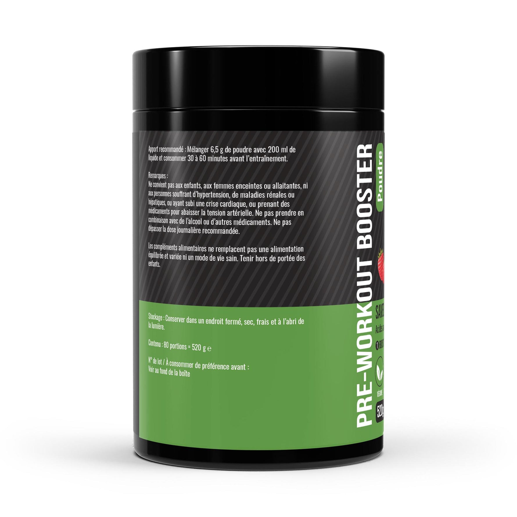 FormuLabs Pre-Workout Booster raspberry tub, 520g – view 2