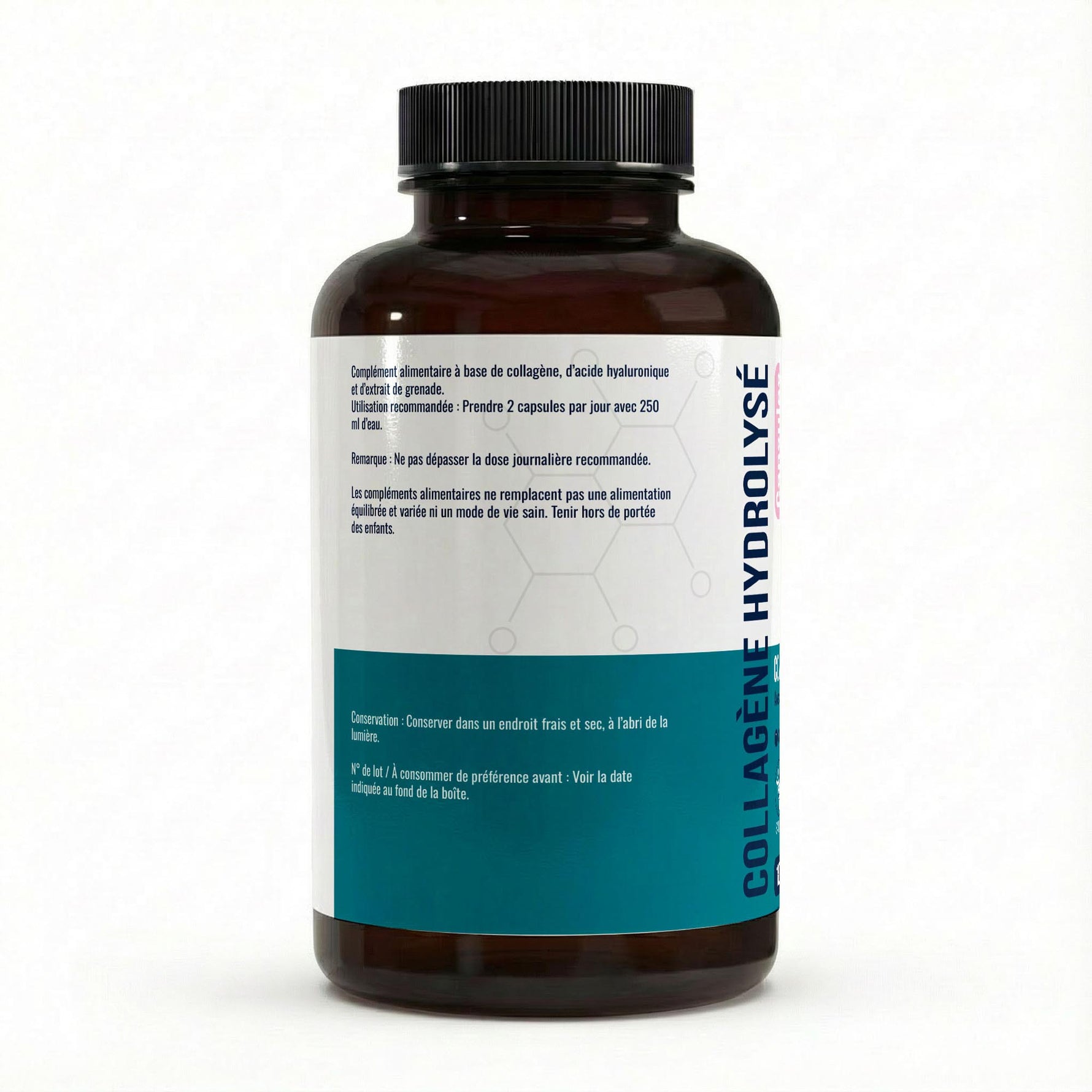 FormuLabs Premium Collagen Hydrolysate capsules bottle, 180 count – view 3