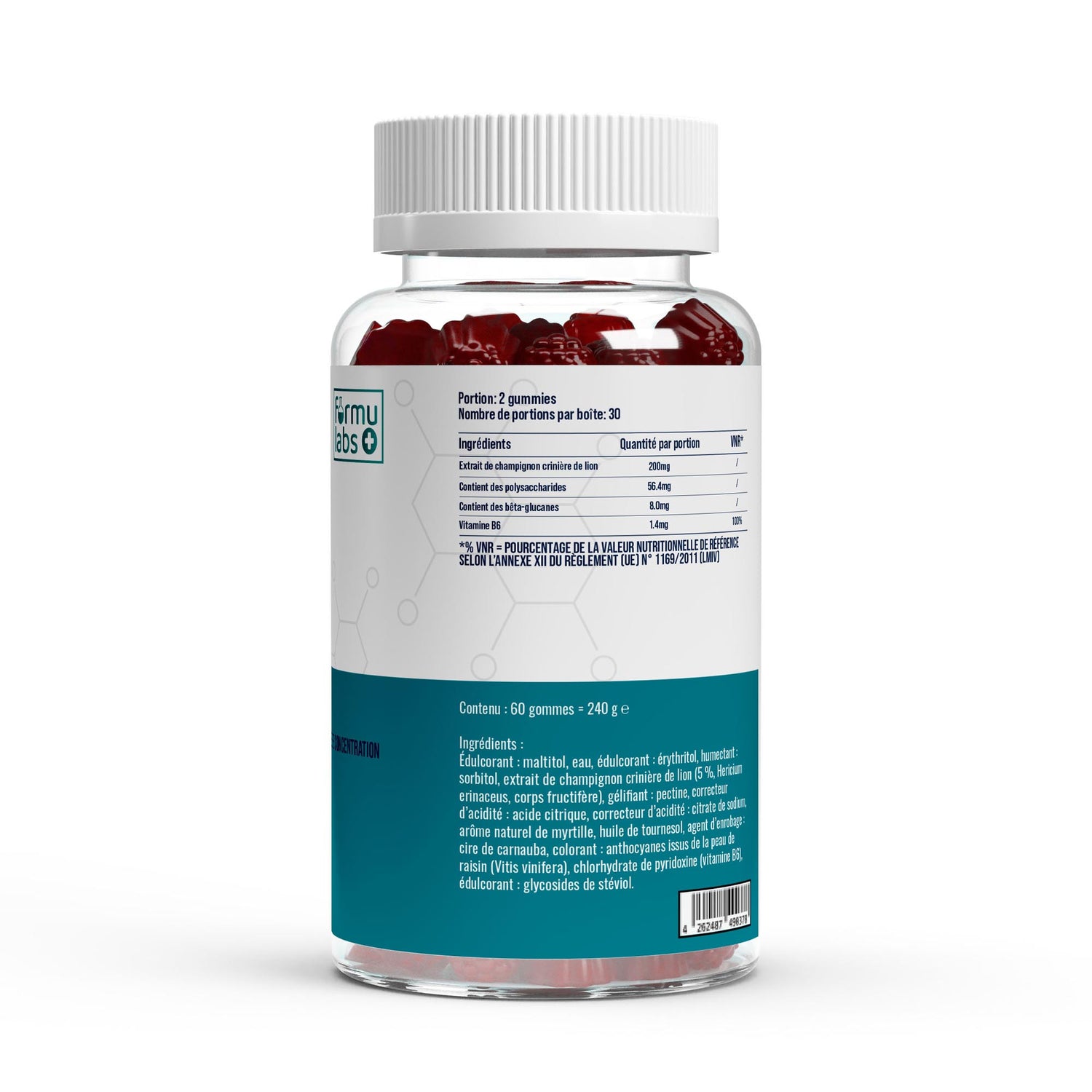 FormuLabs Lion's Mane + Vitamin B6 gummies bottle, 60 count – view 2
