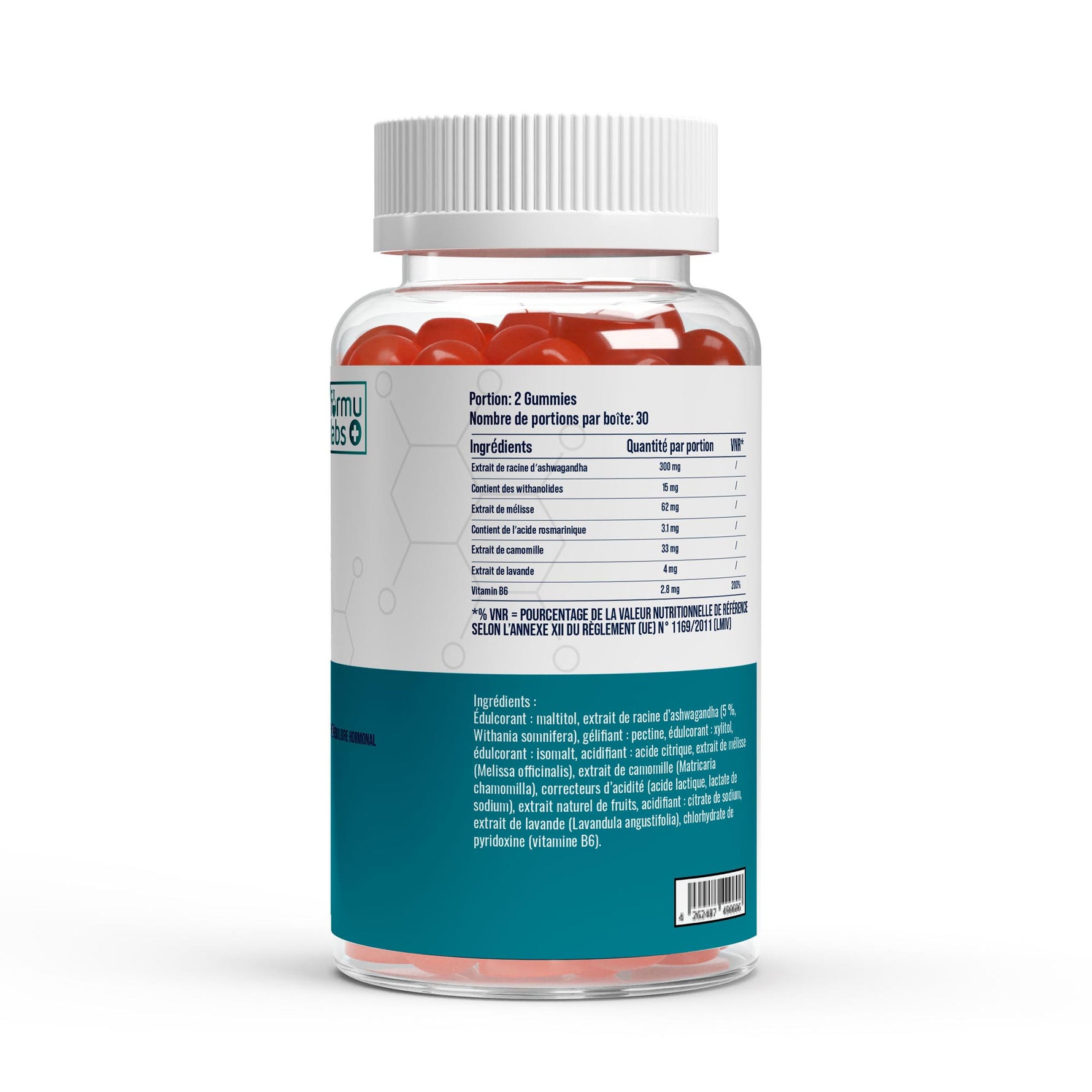 FormuLabs Ashwagandha + Vitamin B6 mixed berries gummies bottle, 60 count – view 3