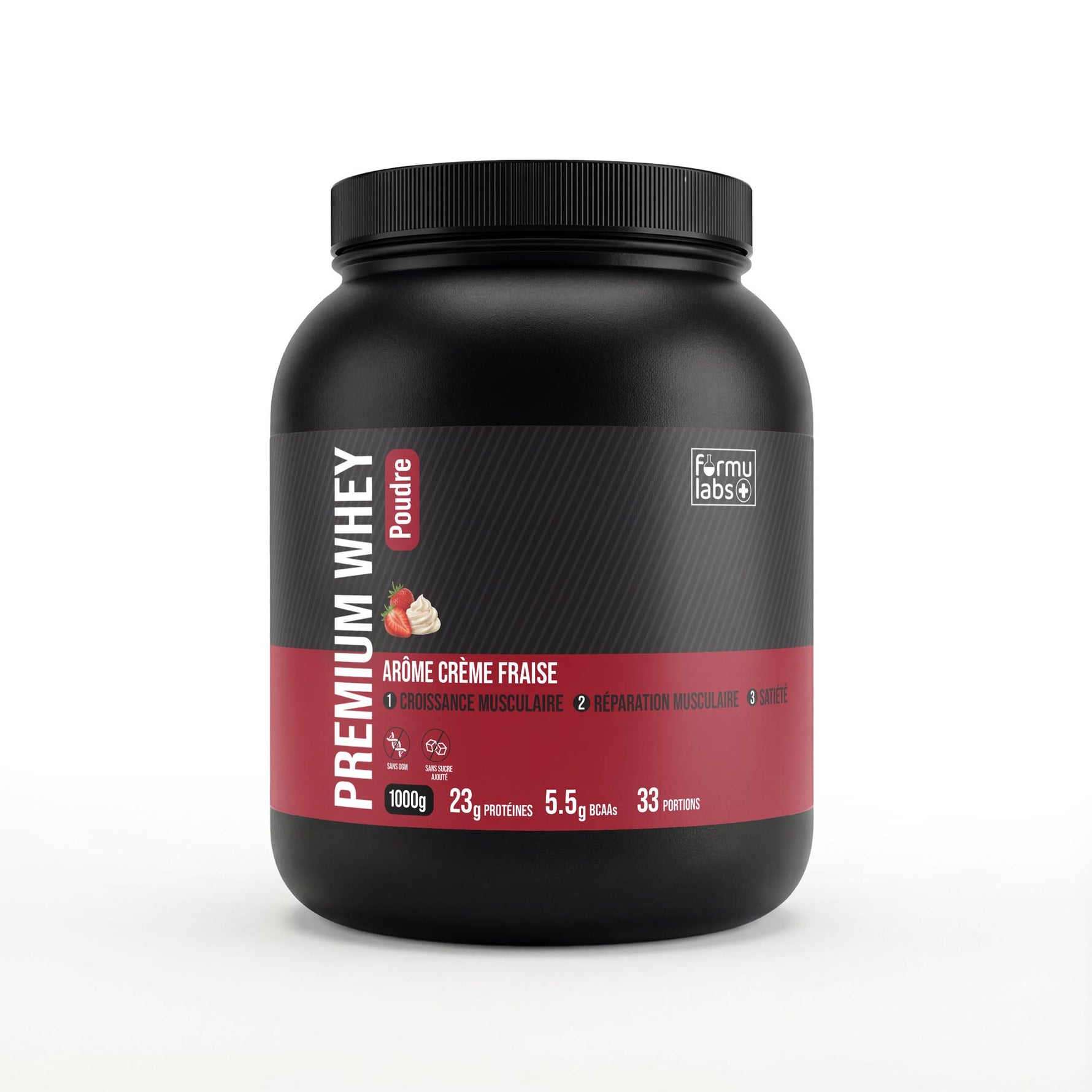 FormuLabs Premium Whey Protein strawberry pouch, 1000g