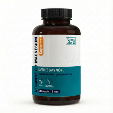 FormuLabs Buffered Vitamin C 500mg plus Magnesium capsules bottle, 240 count