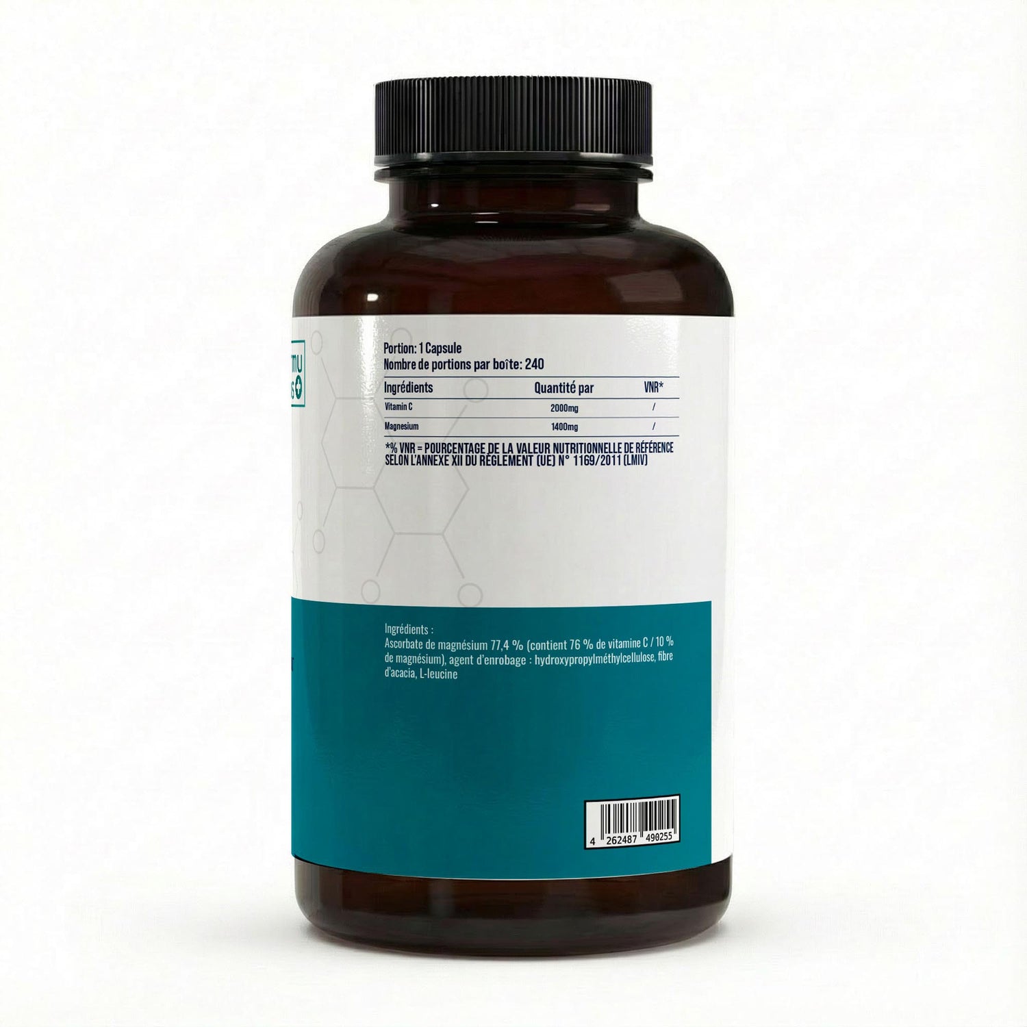 FormuLabs Buffered Vitamin C 500mg plus Magnesium capsules bottle, 240 count – view 2
