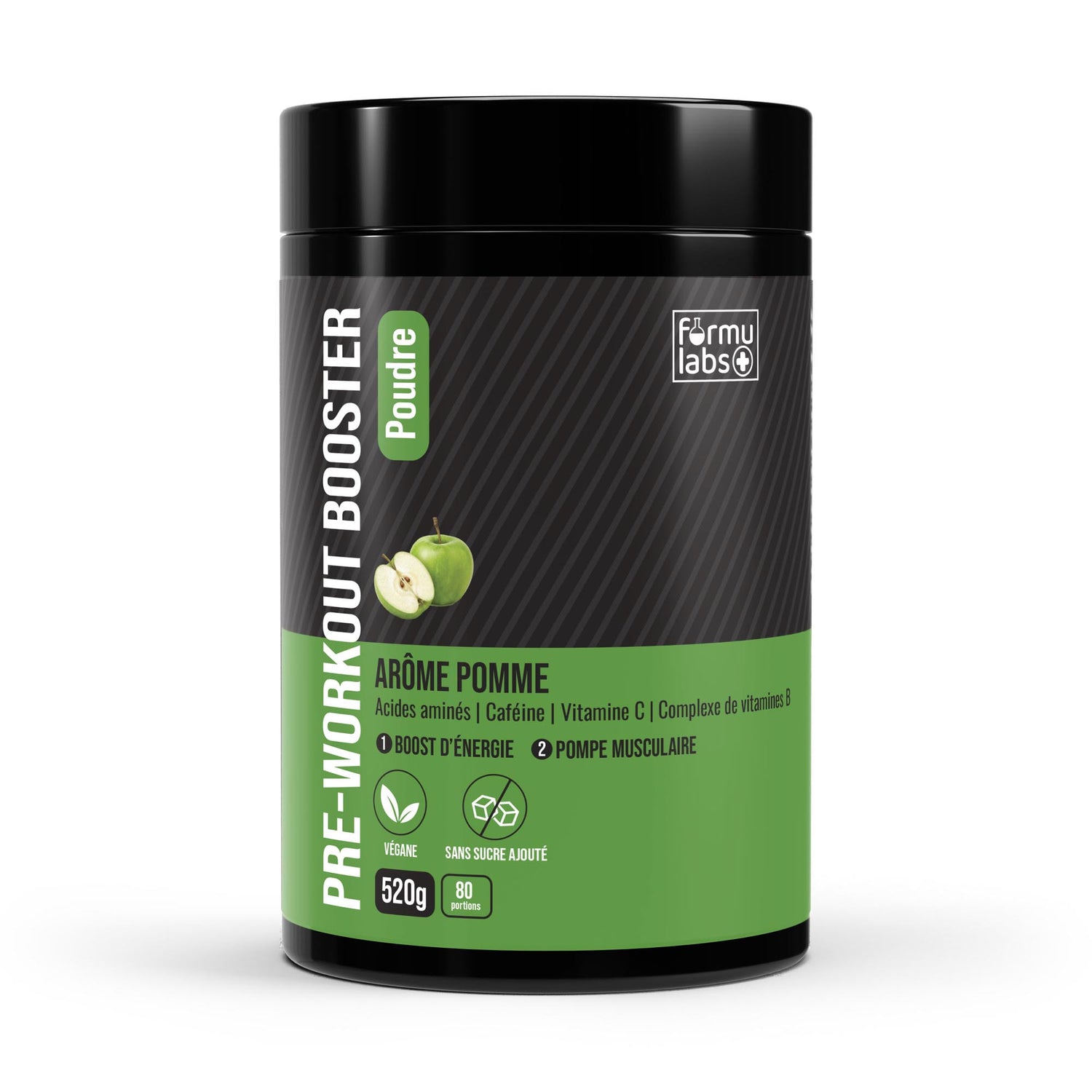 FormuLabs Pre-Workout Booster apple tub, 520g