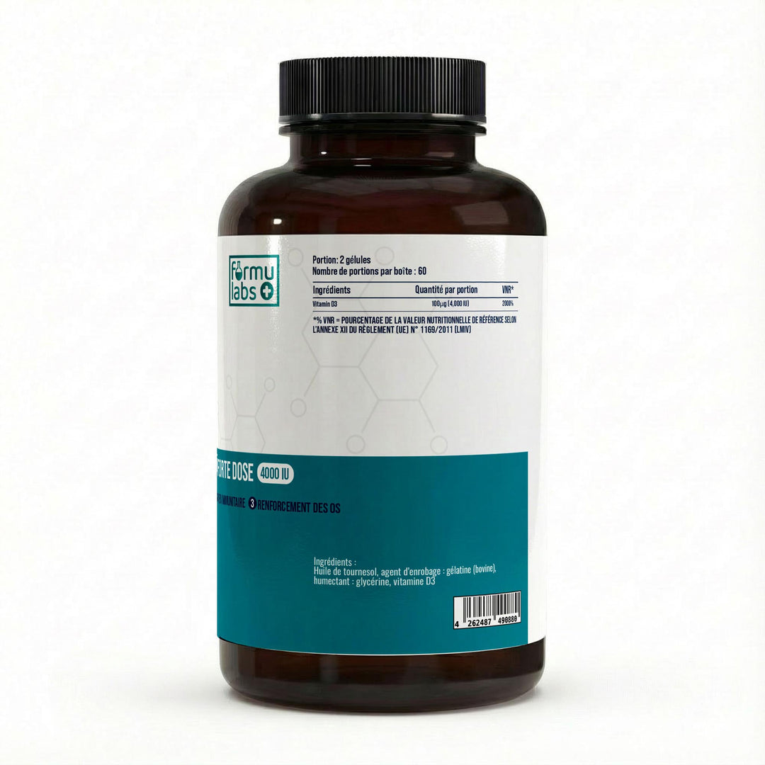 FormuLabs Vitamin D3 4000 IU softgels bottle, 180 count – view 2