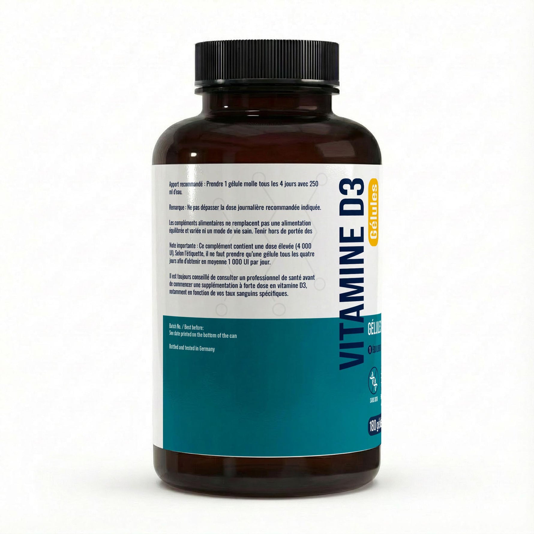 FormuLabs Vitamin D3 4000 IU softgels bottle, 180 count – view 3