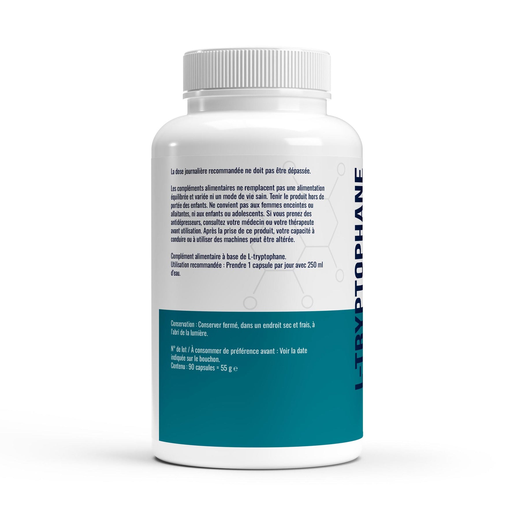FormuLabs L-Tryptophan capsules bottle, 90 count – view 3